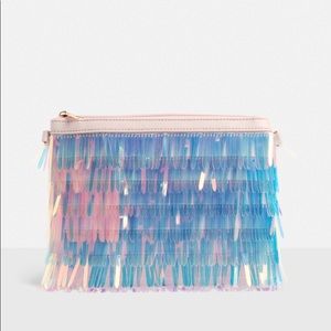 Missguided Pink Holographic Iridescent Clutch
